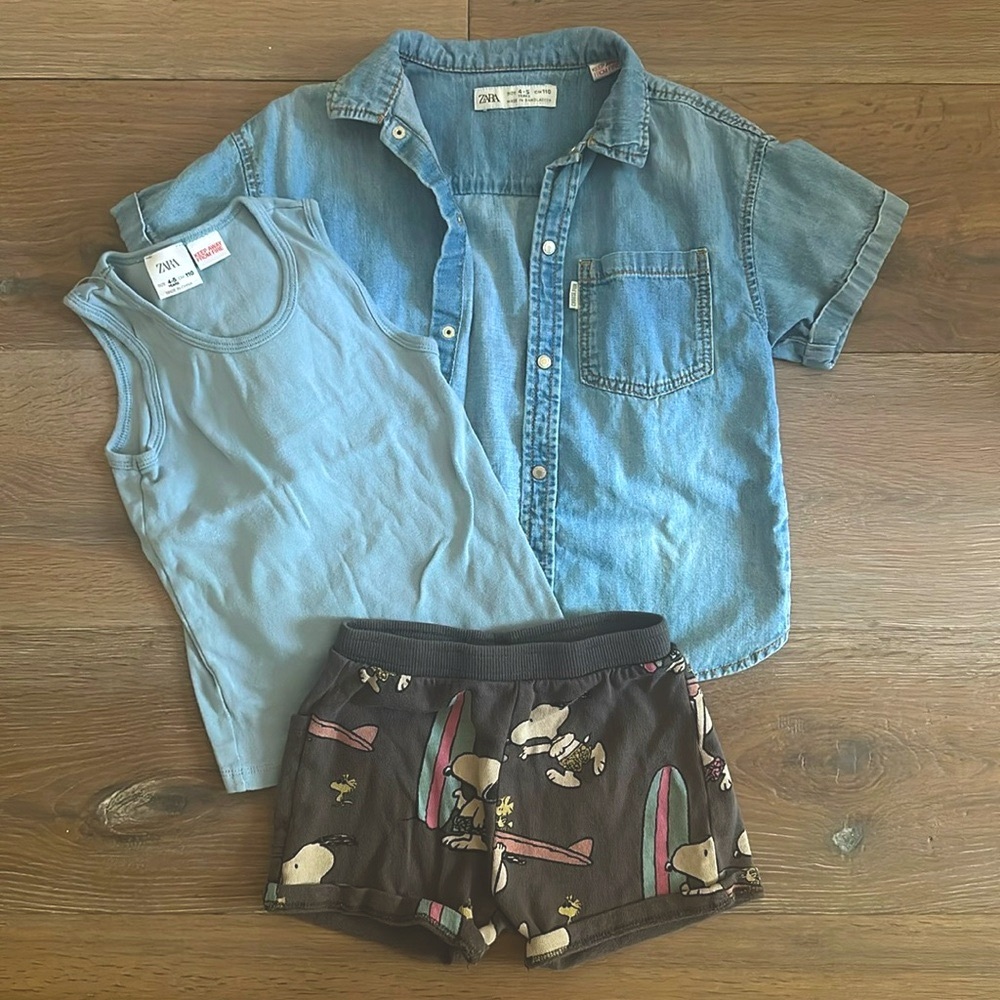 Zara Babyboy Summer Shorts, Denim Shirt & Tank Bundle 4-5Y